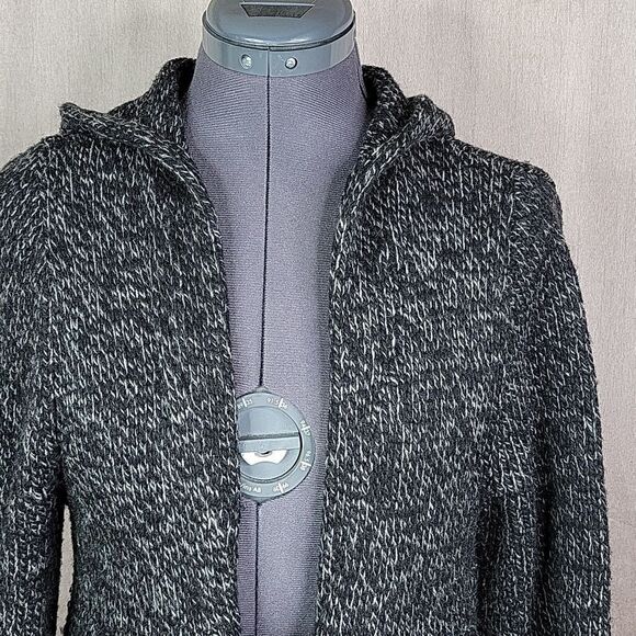 SOPHIA MAX Black and White Hooded Cardigan Sweater Size Small - Picture 3 of 8